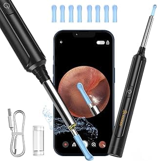 VITCOCO Ear Wax Removal Kit Ear Camera 1296P High-Definition Earwax Cleaner Portable USB Charging Visible 6 LED Otoscope for iPhone, Ipad, Android