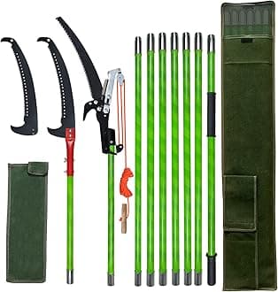 Pole Pruning Saw 26 Foot Long Handle Adjustable Length,Tree Pruner Tree Loppers Long Reach for Palm Oak High Branches, with Carry Bag and Sturdy Pole,Cuts Clean and Fast (Contains scissor-A)