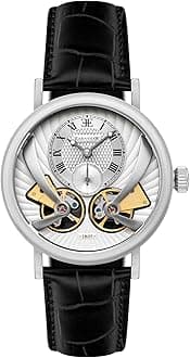 Beaufort Men's Watch – Automatic Open-Heart Movement, 43mm Stainless Steel Case, Leather Strap, Water Resistant 50m, ES-8059