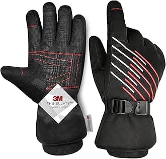 MOREOK -10°F Winter Warm Gloves-3M Thinsulate Waterproof Touch Screen Insulated Gloves Bike Gloves Cycling Gloves [Reflective Tape] [Waterproof TPU Membrance] RED-XXL