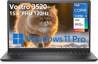 Dell Vostro 3520 3000 15 15.6" FHD 120Hz Business Laptop Computer, 12th Gen Intel 10-Core i5-1235U (Beat i7-1195G7), 32GB DDR4 RAM, 1TB PCIe SSD, 802.11ac WiFi, Bluetooth, Black, Windows 11 Pro