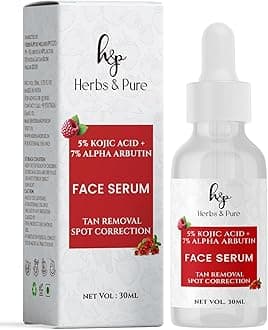 5% Kojic Acid & 7% Alpha Arbutin Face Serum, Tan Removal and Spot Correction, All Skin Types | Hyperpigmentation Melasma Dark Spots Acne Marks Tan Removal | Even Skin Tone Brightening Serum 30ml ​