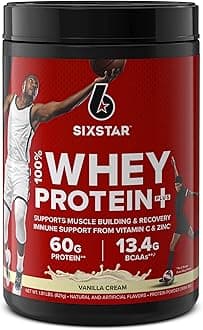 Whey Protein Powder | Six Star Whey Protein Plus | Whey Protein Isolate & Peptides | Lean Protein Powder for Muscle Gain | Muscle Builder for Men & Women | Vanilla, 2 lbs (Package May Vary)