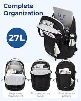 BAGSMART Travel Backpack for Men and Women, Lightweight 15.6" Laptop Backpack, Large Weekender Bag, Water Resistant Stylish Casual Daypack for Flight, College, Outdoor, Dark Gray