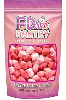 Freeze Dried Fruit Bursts Candy - Mini All Reds l Hard Candy Mix 5oz Treat Snack Gift Bag Strawberry, Fruit Punch, Watermelon, Cherry Freeze-Dried Candies