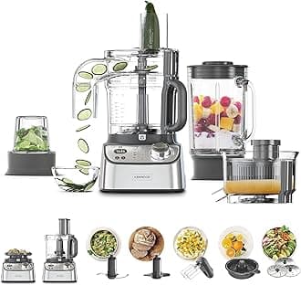 Kenwood Food Processor 1000W With Glass Blender, Glass Mill, Juicer Extractror, Dual Metal Whisk, Dough Maker, Citrus Juicer, Express Serve/Salad Maker, Kitchen Scale/Weighing Tray Fdm71.980Ss Silver