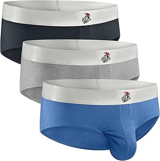 Real Men Nylon & Modal Briefs for Men with ABCD Pouch - 1, 3 and 6 Packs - Brushed Nylon and Rhino Fit - XS to 5XL, 3 Pack - Blue/Gunmetal Gray/Heather Gray, 4XL