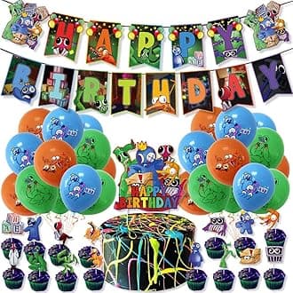 Birthday Party Supplies, Theme Birthday Party Decorations - Happy Birthday Banner, Cake Topper, Cupcake Toppers, Balloons