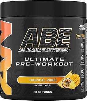 Applied Nutrition ABE Pre Workout - All Black Everything Pre Workout Powder, Energy & Physical Performance with Citrulline, Creatine, Beta Alanine (375g - 30 Servings) (Tropical)