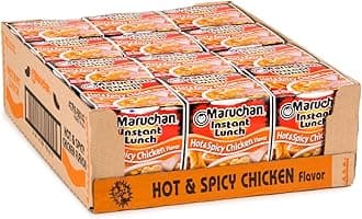 Instant Lunch Hot & Spicy Chicken, Ramen Noodle Soup, Microwaveable Meal, 2.25 Oz, 12 Count