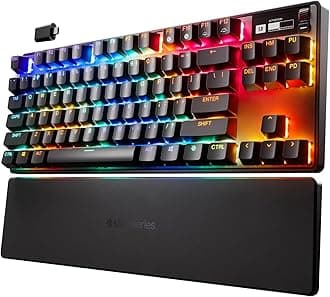SteelSeries New Apex Pro TKL Wireless 2023 Ed. - World's Fastest Mechanical Gaming Keyboard – Adjustable Actuation – Esports Tenkeyless – OLED Screen – PBT Keycaps – Bluetooth 5.0 – 2.4GHz – USB-C