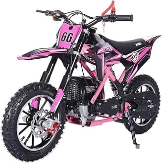 X-PRO Hawk Mini Dirt Bike, Gas Power 4 Stroke Dirt Bike! 40CC Pit Bike, Pull Start, 10" Wheels! (Pink)