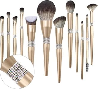 LORYP Makeup Brushes Set -Premium Synthetic Foundation Concealer eyeliner eyebrow Contour Diamond make up brush set for Women (12 Pcs-Gold)