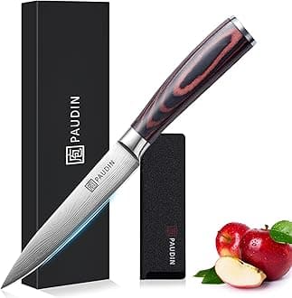Utility Knife, Kitchen Knife 5 Inch, High Carbon Stainless Steel, Multipurpose Paring Knife for Fruit and Vegetable Cutting with Wooden Handle, Premium Gift Box