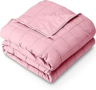 Bare Home Weighted Blanket Twin or Full Size 10lb (40" x 60") - All-Natural 100% Cotton - Premium Heavy Blanket Nontoxic Glass Beads (Light Pink, 40"x60")