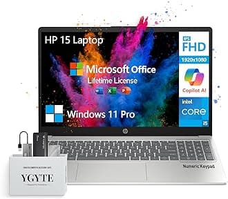 2025 HP 15.6 Laptop Computer,Intel 10-Core i5 Laptop Lifetime Office,College Students Business Laptop 15 Inch FHD,32GB RAM 1.5TB Storage (1TB SSD+512GB PSSD),Windows 11 Pro Copilot AI,Number Pad,USB-C
