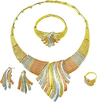 Ethiopian Jewelry for Women Golden African Necklace for Mom ladies, Costume Jewelry for Women Necklaces Gifts