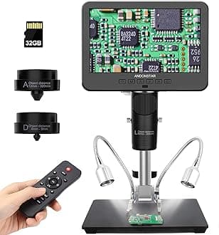 AD246S-M HDMI Digital Microscope - 2000x, 3 Lens 2160P UHD Video Record, 7 Inch LCD Soldering Microscope