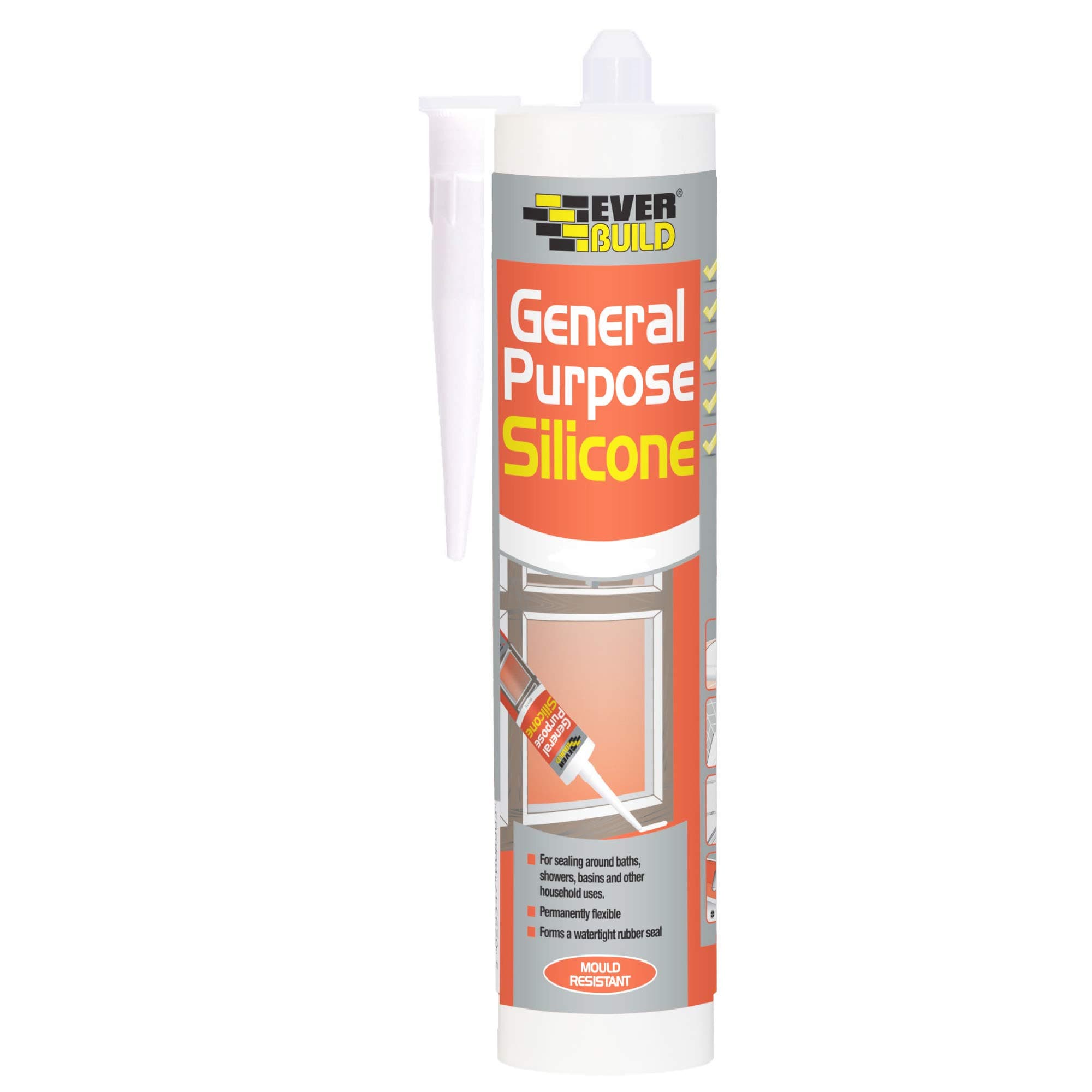 Everbuild General Purpose Silicone Sealant, White, 280 ml