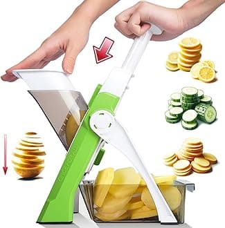 Safe Mandoline Slicer For Kitchen, Professional Vegetable Slicer For Food Potato Slices, Thickness Adjustable 0.1-8 mm Kitchen Artifact Fast Meal Prep (Green)