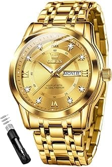 Mens Diamond Watch Luxury Business Dress Wrist Watches Quartz Stainless Steel Waterproof Luminous Day Date