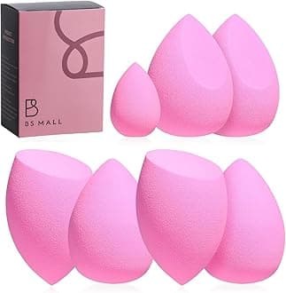 Makeup Sponge Set BS-MALL Blender Sponges 7 Pcs for Liquid, Cream, and Powder, Multi-colored with 1 Mini Makeup Sponge Pink (A-HotPink)