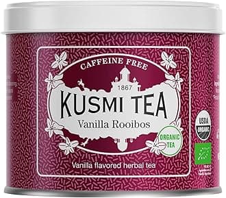 Kusmi Tea - Vanilla Rooibos - Organic Flavored Rooibos Tea - Rooibos based Herbal Tea with Vanilla Flavor - Caffeine Free - Enjoy Hot or Iced - Loose Leaf Tea - Tin Box of 3.5 oz for about 50 cups