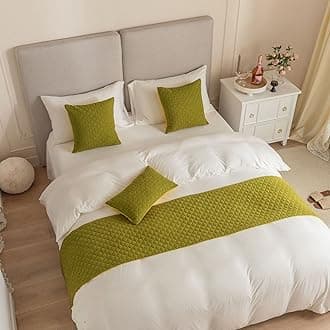 Bed Runner King Size,Olive green Bed Runner For of Luxury Hotel Grade 210X45cm for 1.5m Bed