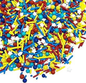 Manvscakes Sprinkles- Edible Cake and Cupcake Sprinkles with Assorted Shapes and Sizes for Parties, Metallic Sprinkle Mix for Cookies, Ice Cream, Cake and Cupcake Decorating, 4 oz (Primary)