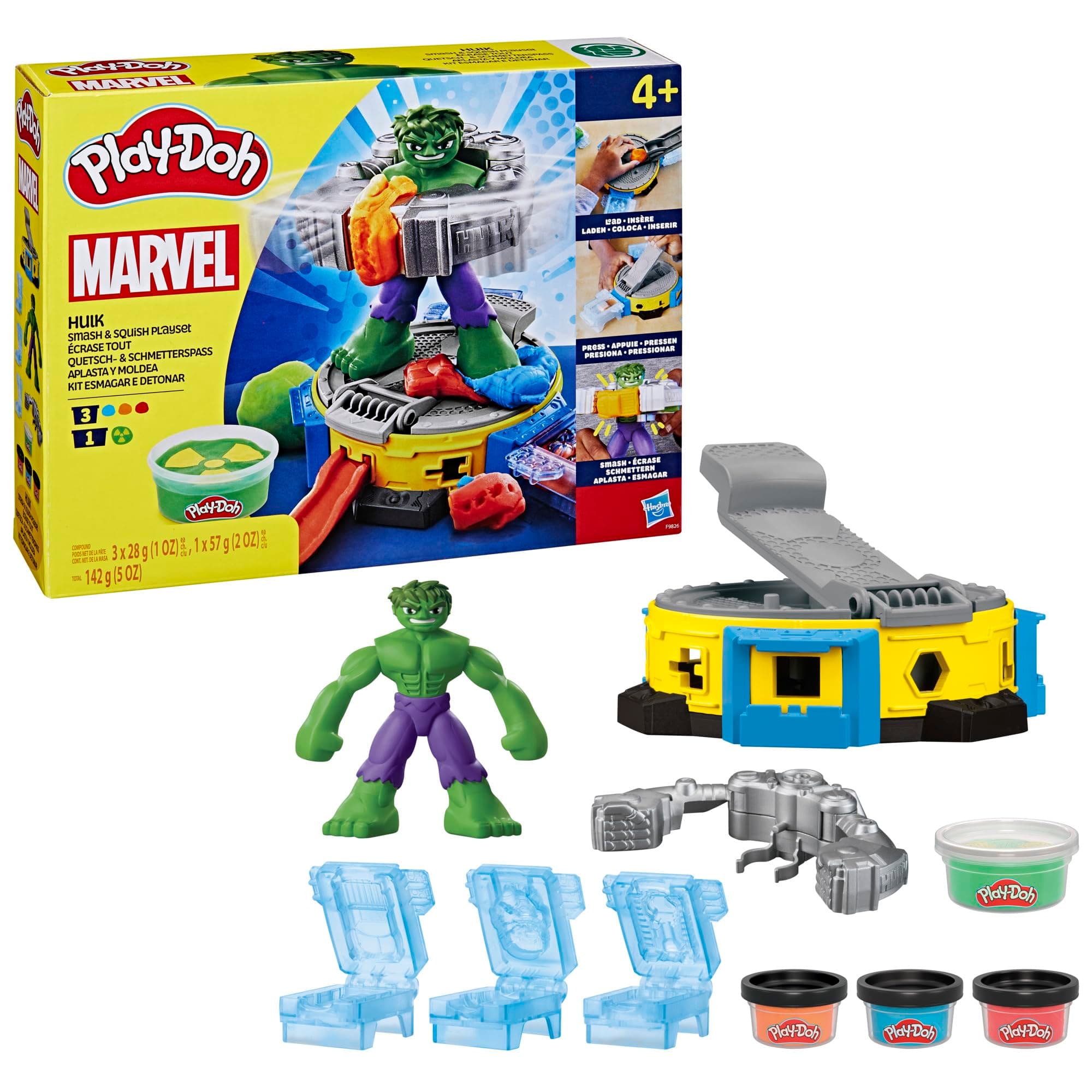 Marvel Hulk Smash & Squish Playset, Non-Toxic Modelling Compound Toy Set for Boys and Girls, Creative Toys for 4+ Year Old Kids