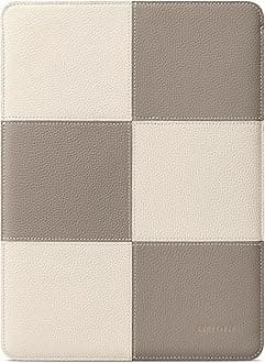 Comfyable Laptop Sleeve 13 Inch Precisely Compatible with MacBook Air M4 M3 2025 & MacBook Pro M2 M1 2022, Genuine Leather Protective Case Cover, Cream & Gray