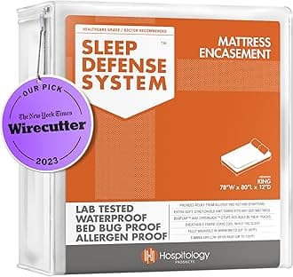 Mattress Encasement - Zippered Bed Bug Dust Mite Proof Hypoallergenic - Sleep Defense System - King - Waterproof - Stretchable - Standard 12" Depth - 78" W x 80" L