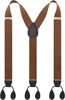 Y Back Button 1.4" Suspenders for Men with Stylish Leather Button Ends Long Lasting Stretch Ultimate Fashion