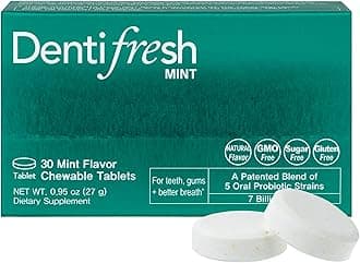 K-Nutra Dentifresh Mint Xylitol Tabs – Oral Probiotics for Bad Breath, Dry Mouth & Fresh Breath, 7 Billion CFU, Sugar-Free, GMO-Free, Gluten-Free, Natural Mint Flavor, 30 Tablets (Improved Formula)