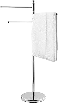 40 Inch Standing Stainless Steel Bathroom Towel / Kitchen Towel Rack Stand with 3 Swiel Arms