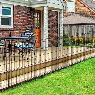 INJOPEXI Decorative Garden Fence 12 Panels 23.6ft (L)×36in (H) Garden Fences with 12 Panels Rustproof Wire No Dig Rabbit Animal Barrier Fencing Rabbit Dog Fence for Yard Patio Outdoor - Without Gate