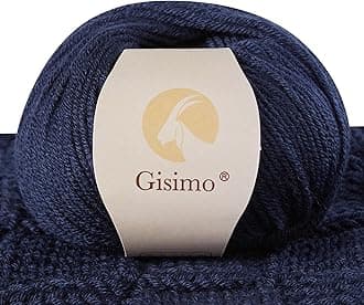 100% Merino Wool Yarn, 6-Ply Luxurious and Soft Yarn for Hand Knitting & Crocheting, 1.76 OZ/50g, 127 yds/116 Meters (Navy Blue, 1 Ball)