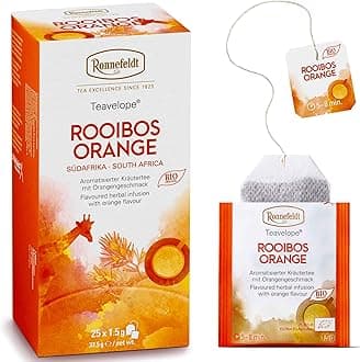 Ronnefeldt Teavelope Rooibos Orange – Caffeine-Free South African Red Herbal Tea with Apple & Orange Peel – 25 Individually Wrapped Tea Bags