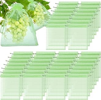 Boao 200 Pcs Fruit Protection Bags Fruit Netting Bags with Drawstring for Protecting Vegetable Net Cover Reusable Mesh Bag for Garden Apple Trees(8 x 12 Inch,Green)