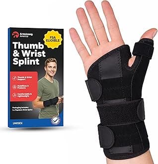 Thumb Splint & Wrist Brace | Carpal Tunnel Wrist Splint with Thumb Spica Splint | Thumb Stabilizer & Wrist Support For Tendonitis Pain, Arthritis, CMC Trigger Thumb (LARGE, RIGHT HAND)