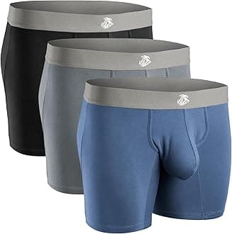 Real Men Bulge Enhancing Pouch Underwear for Men – 1, 3 and 6 Pack Set - Modal Boxer Briefs ABCD Pouch, 3pk 7in Black/Dark Gray/Navy, 5XL