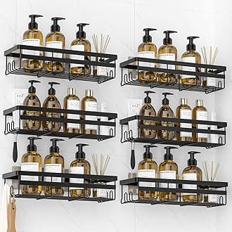 WOWBOXShower Caddies 6 Pack - Adhesive Hanging Shower Shelf - Bathroom Organizers and Storage, No Drilling Stainless Shower Shelves for Home Decor, Bathroom Accessories (Large)