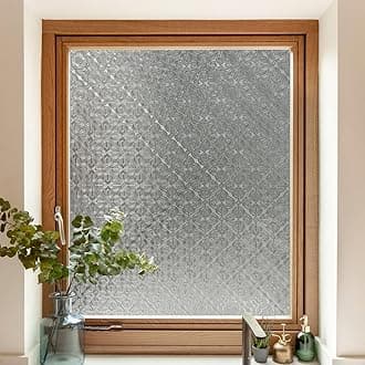 Window Film Privacy Film for Glass Windows, Frosted Glass Sticker Static Cling without Glue for Bathroom,Begonia 44X200CM
