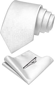 JEMYGINSSolid Color Formal Necktie and Pocket Square Tie Clip Sets for Men