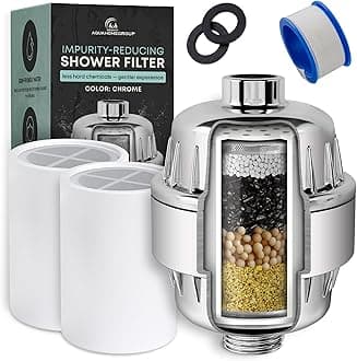 Shower Filter for Fresher Water (2 Cartridges Included) – Helps Reduce Impurities & Odors – High-Pressure Showerhead with KDF, Carbon & Vitamin C