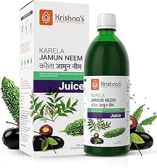 KRISHNA'S HERBAL & AYURVEDA Krishna'S Karela Jamun Neem Juice-1000 Ml Blend Of Fresh Karela, Neem Juice & Jamun Seeds Ayurvedic Solution For Balancing Sugar Levels, Pack Of 1