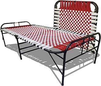ARTEMIST Portable Single Folding Beds Space Saving Heavy Duty Foldable Bed Frame/khat Cot for Sleeping Beds Sturdy Metal Beds Frame Space Saving Design 3'X6' (Red Classic Bed)
