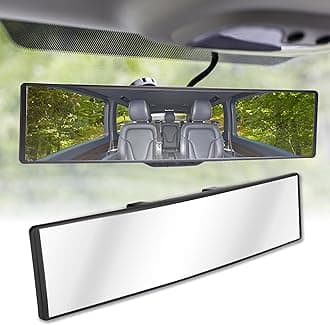 Rear View Mirror, Universal 11.4 Inch Interior Clip On Panoramic Convex Mirrors for Car Accessories, HD Anti Glare Wide Angle and Reduce Blind Spot, Extended Rear View Mirror for Cars, SUVs, Trucks