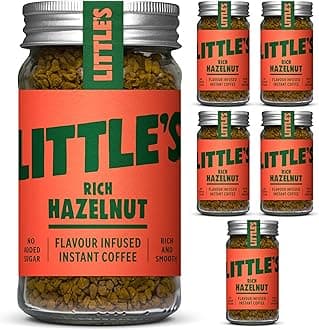 Little's Rich Hazelnut Flavoured Instant Coffee, 6 Pack (50g x 6) - Rich & Smooth Coffee, Infused With Hazelnut Flavour - Vegan Friendly, Low Calories, No Added Sugar
