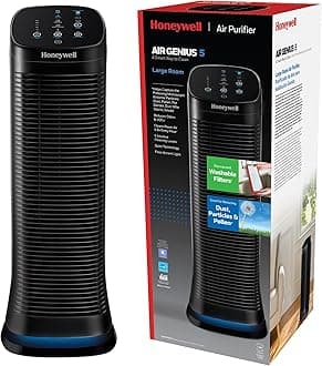 Honeywell HFD320 Air Genius 5 Air Purifier, Large Rooms (250 sq. ft.) Black